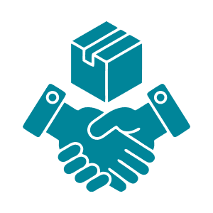 Handshake and package icon
