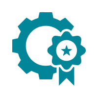 Mechanical gear with ribbon emblem design